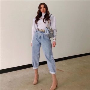 NWOT Zara Paperbag Baggy Jeans Light Wash - 2